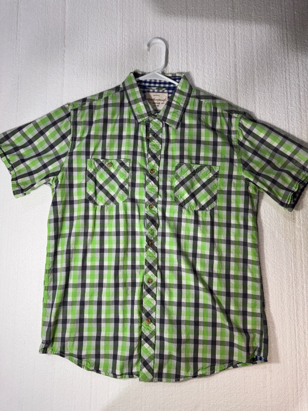 Weatherproof vintage Men's Short Sleeve Plaid Shirt - Green/Black